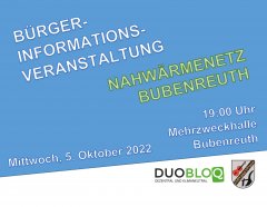 Bürgerinformationsveranstaltung Nahwärmenetz Bubenreuth