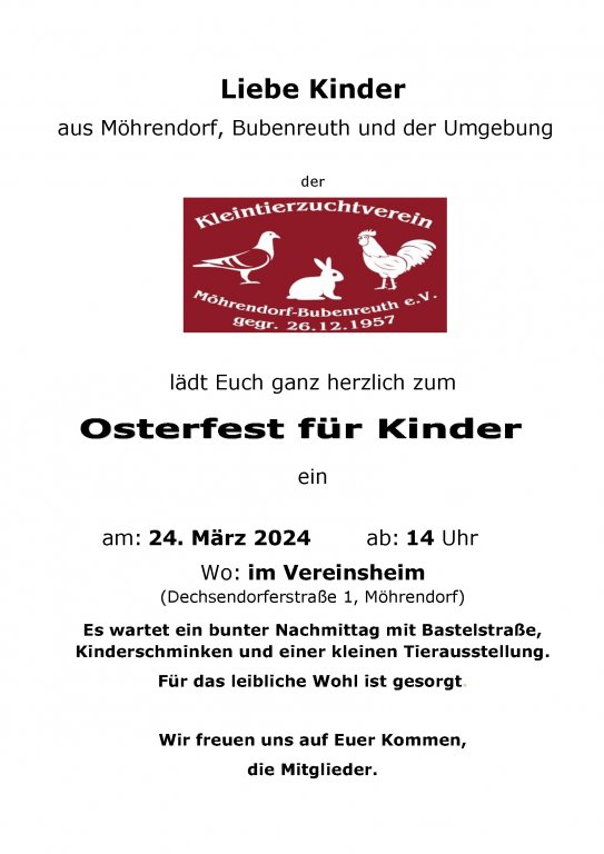Kleintierzuchtverein Osterfest für Kinder