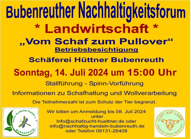 Bubenreuther Nachhaltigkeitsforum - Schäferei Hüttner Bubenreuth