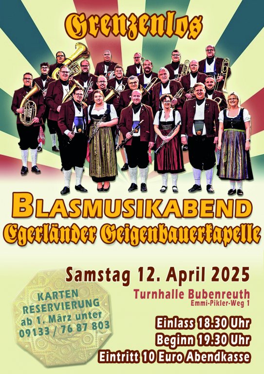 Blasmusikabend der Egerländer Geigenbauerkapelle