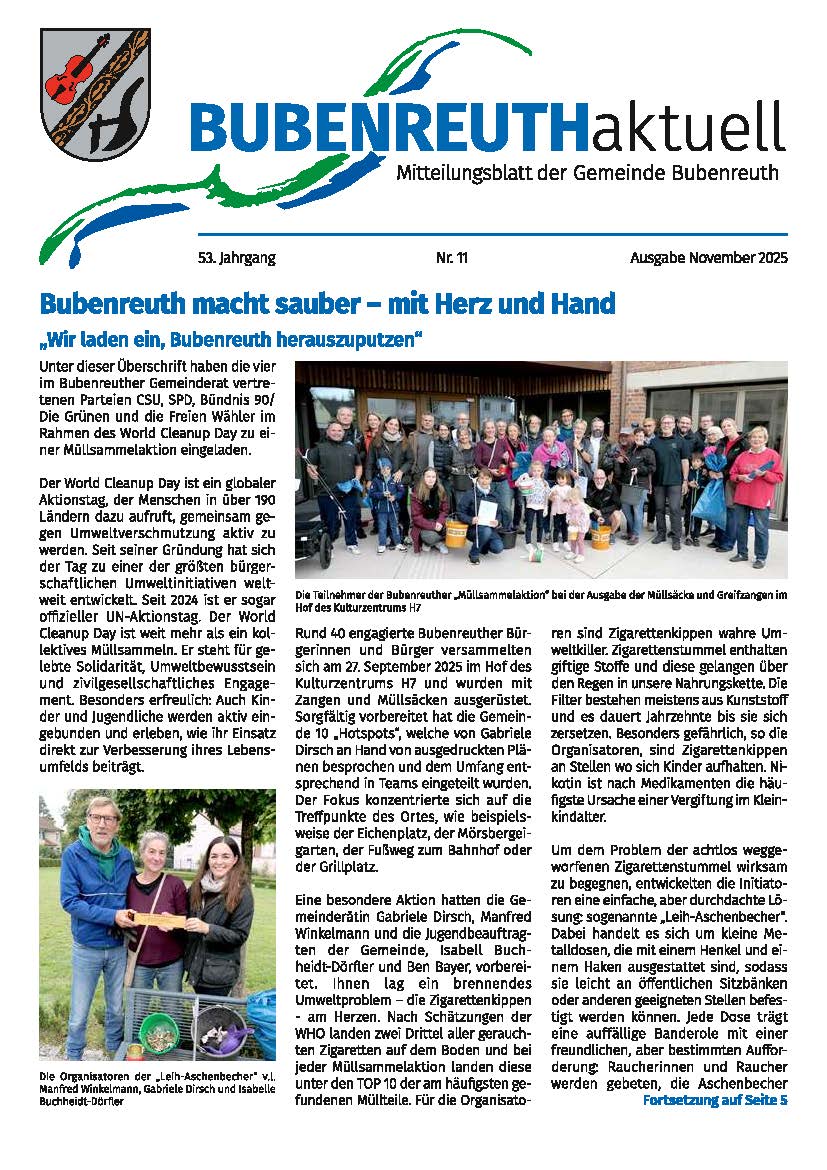 BUBENREUTH Aktuell November 2025_Titel