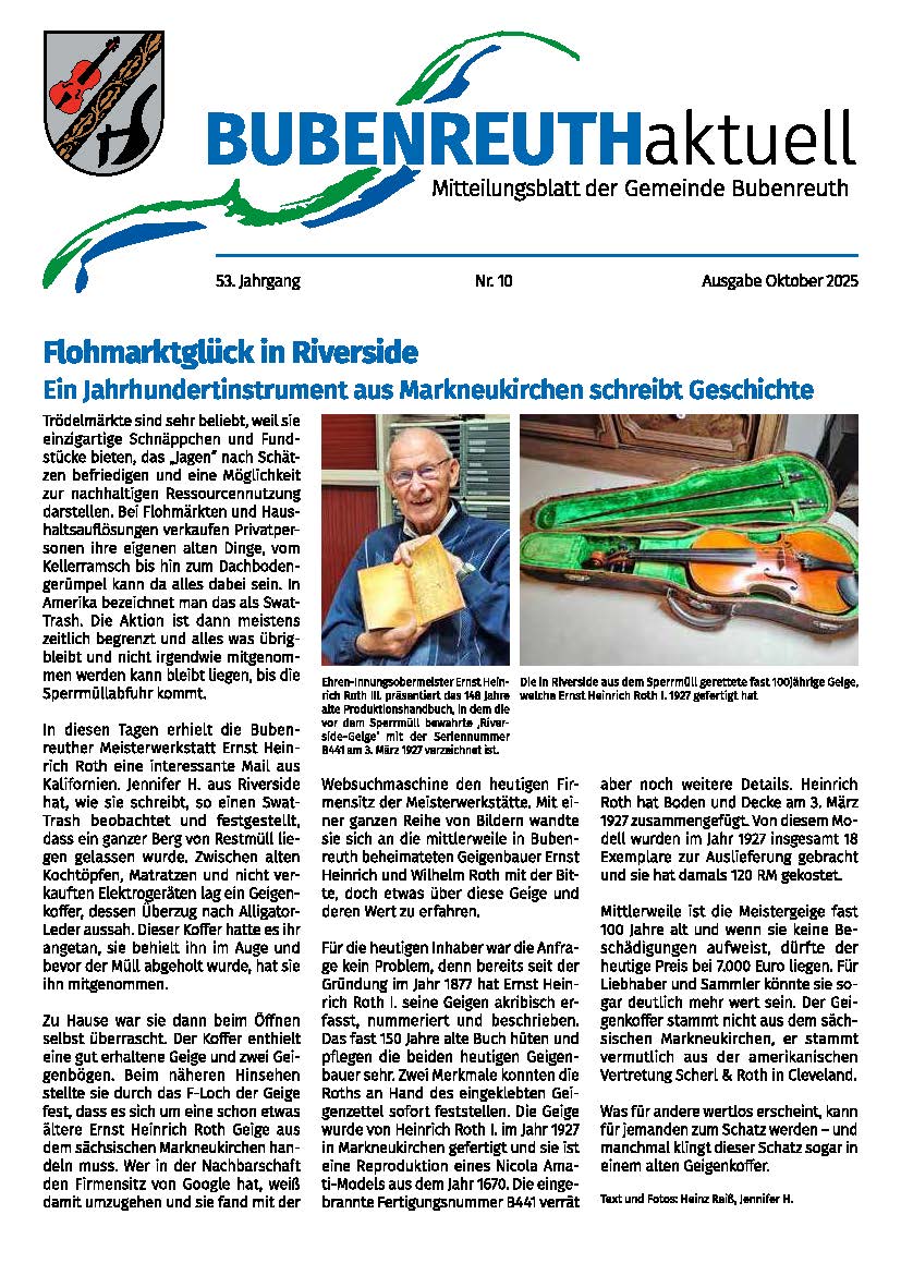 BUBENREUTH aktuell Oktober 2025_Titel