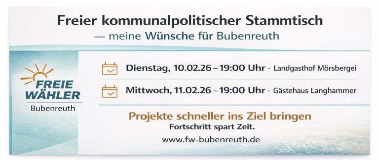 Freier kommunalpolitischer Stammtisch - Februar 2026